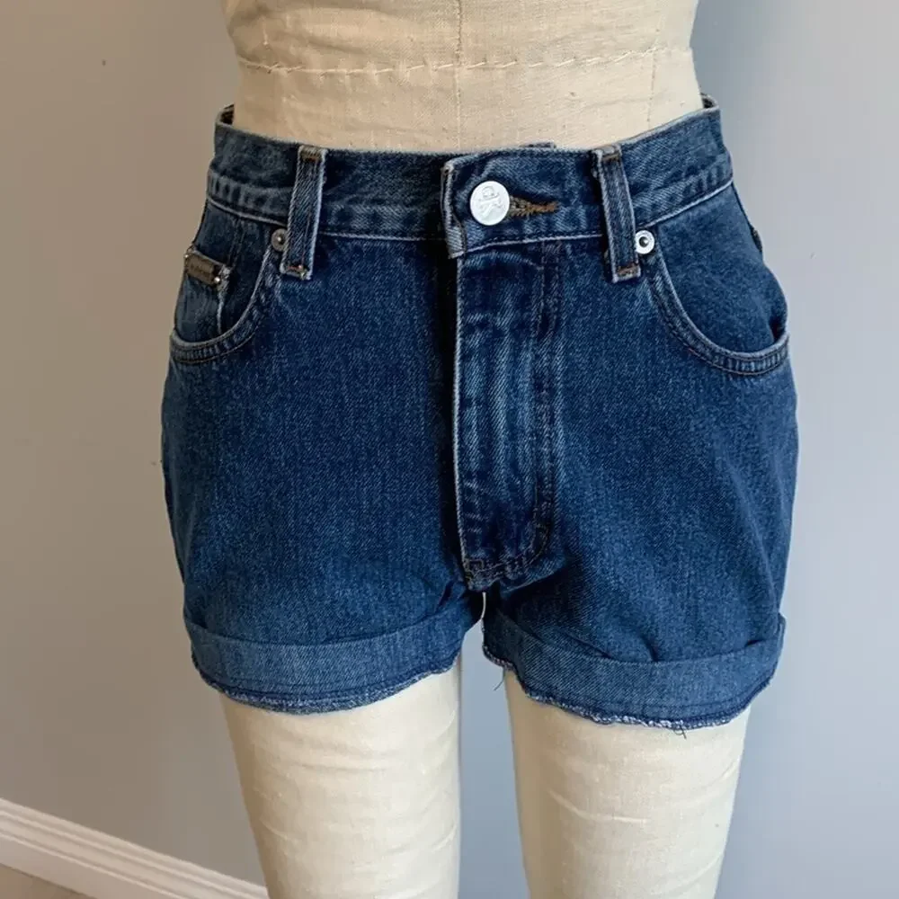 Vintage Calvin Klein CK Jean Shorts Size 4 Dark Wash Easy Fit High Rise Denim - Picture 3 of 10